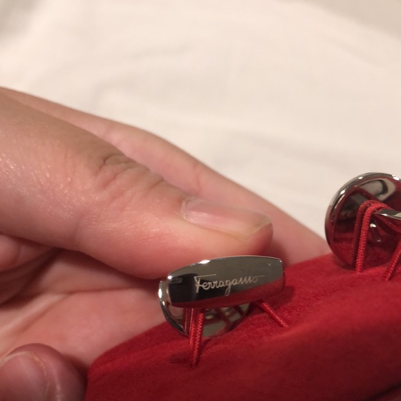 NWT Ferragamo red/black/silver cuff links - Picture 5 of 6